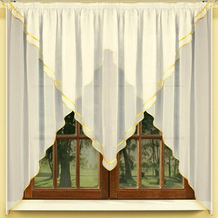 Занавеска из вуали "Ф. БЕРТА" на шторной ленте, цвет шампань с жёлтой бейкой, Польша.