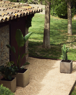 Набор из 2 кашпо Minoa коричневого цвета из песчаника 44 x 44 см