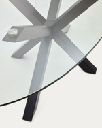 Овальный стол ARYA Argo из стекла, на стальных ножках с черной отделкой 200x100