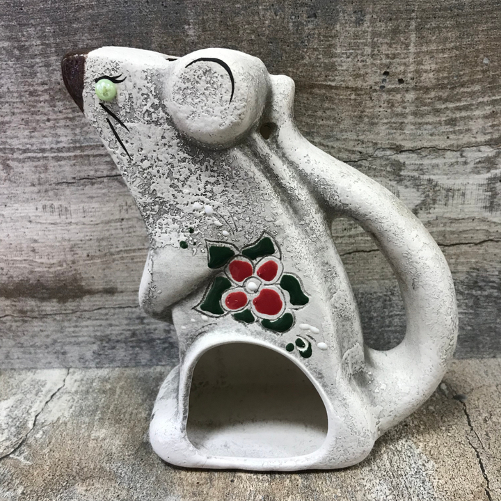 Аромалампа Мышь сырная, шликер, роспись 15 см