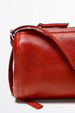 Massimo Dutti Сумка через плечо из кожи наппа, кораллово-красный