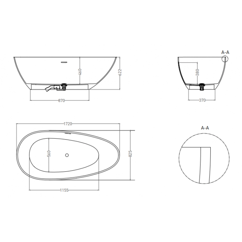 Ванна PAOLA 172x82 Classic матовая покраска по RAL полностью