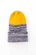 Шапка вязаная-резинка весенняя/осенняя КЭП(Горчица/Черный-белый меланж)