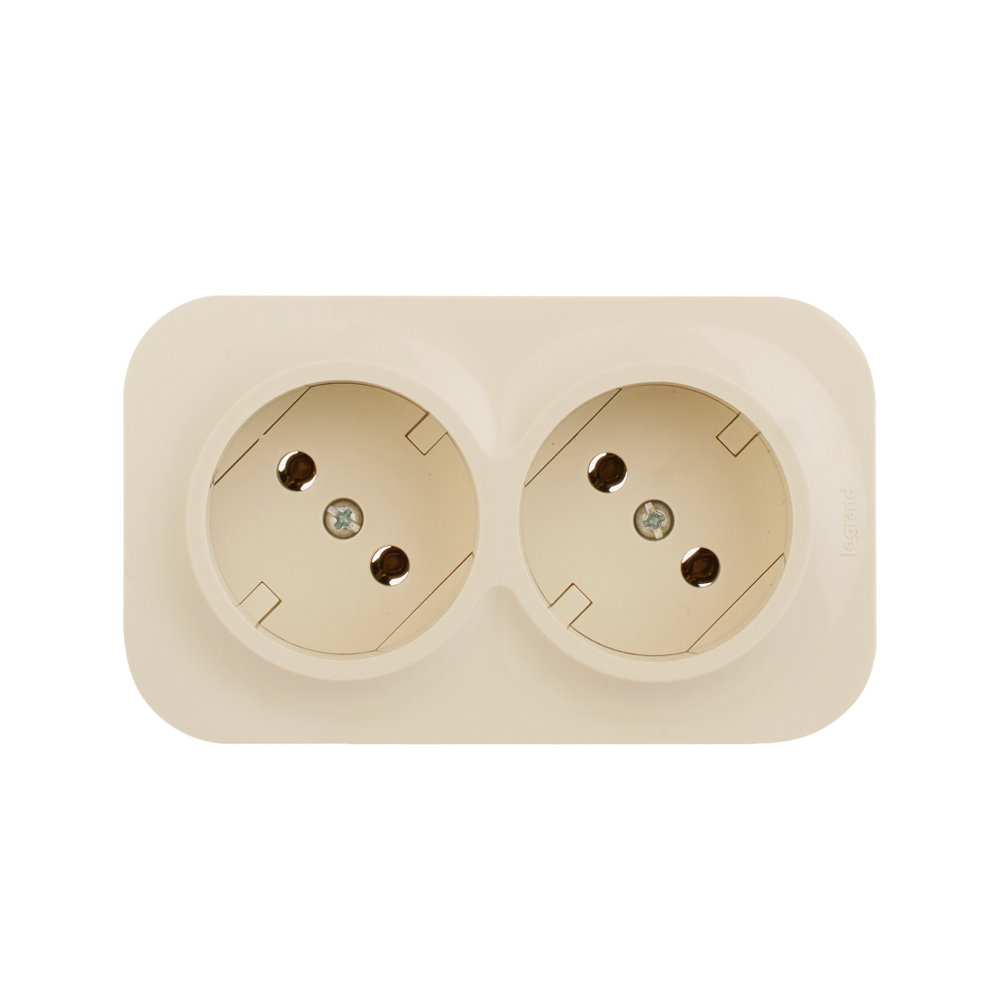 Розеточный блок двойной без заземления без шторок IP20 16А 250В слоновая кость Quteo Legrand