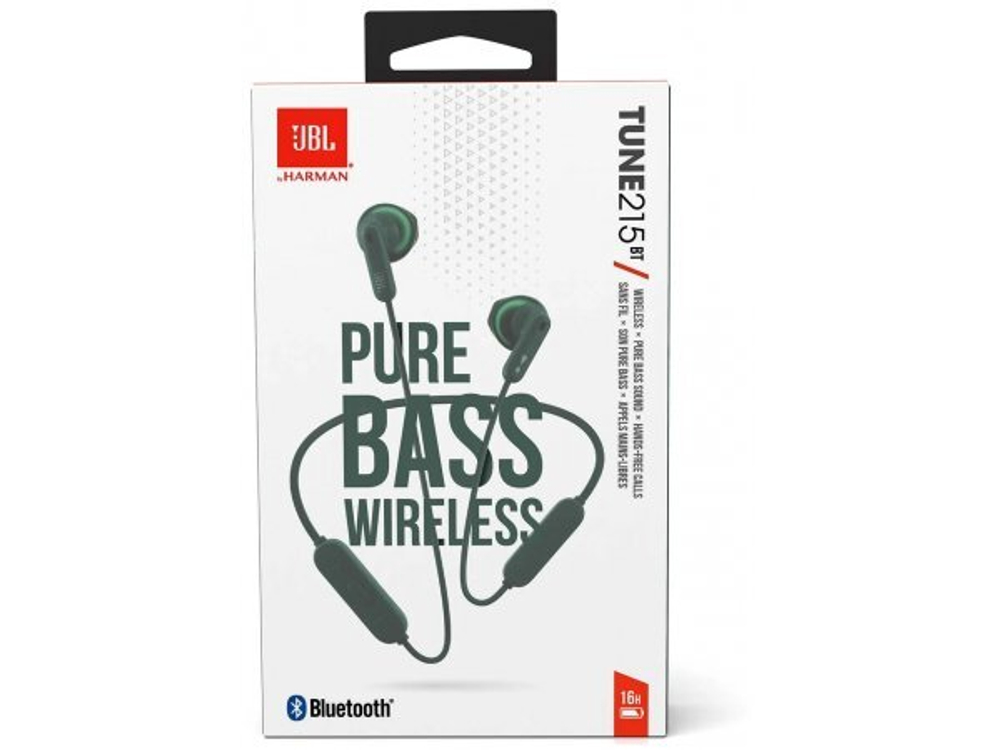 Гарнитура JBL Tune 215BT, Bluetooth, вкладыши, зеленый