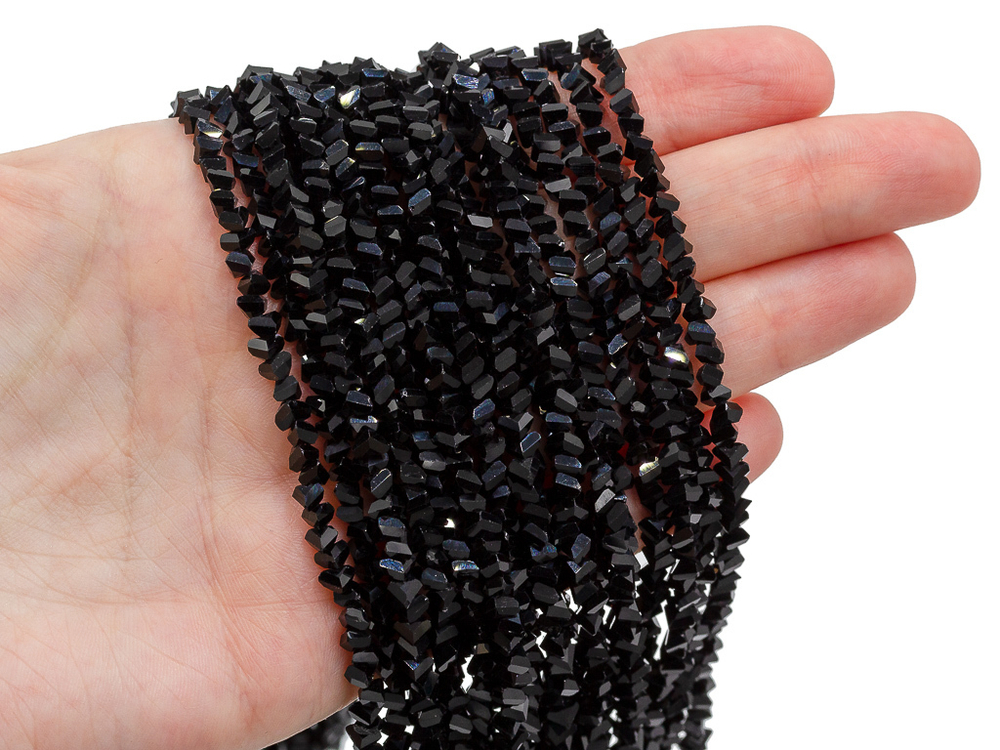Нить бусин для украшений 4мм (ювелирное стекло черный)
