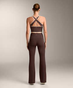 Oysho Топ Comfortlux с контрастной перекрестной спинкой, коричневый