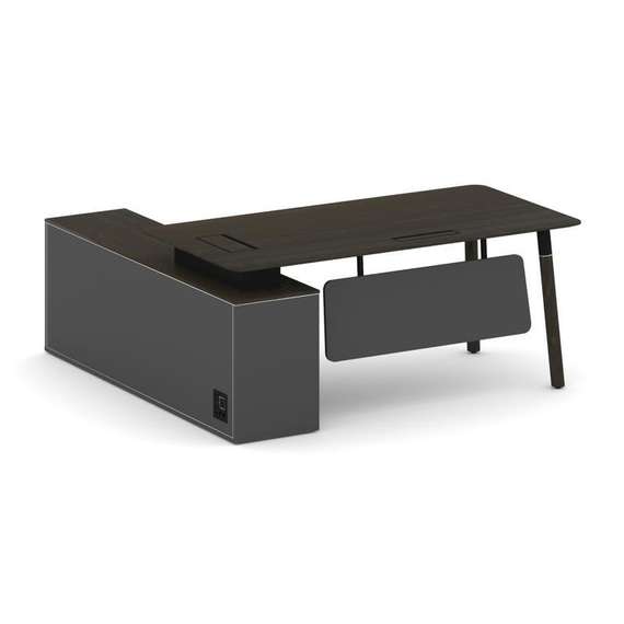 Fresco Стол руководителя FR.SR-18 (R) Дуб Темный/Базальт UM/Металл Черный/Нерж. Сталь 1800*1798*750