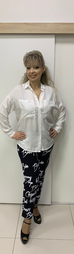 Коттоновый блузон-рубашка с кармашками