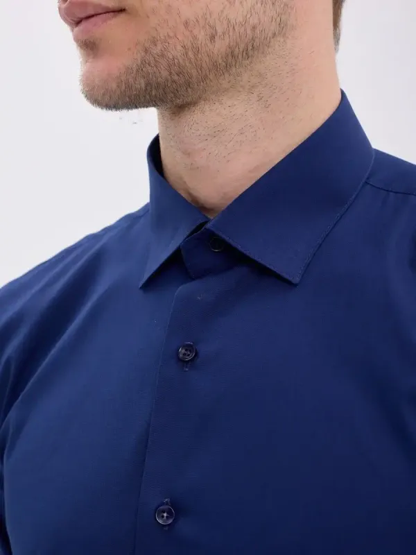 Рубашка на высокий рост LONG SLIM FIT с длинным рукавом, темно-синяя