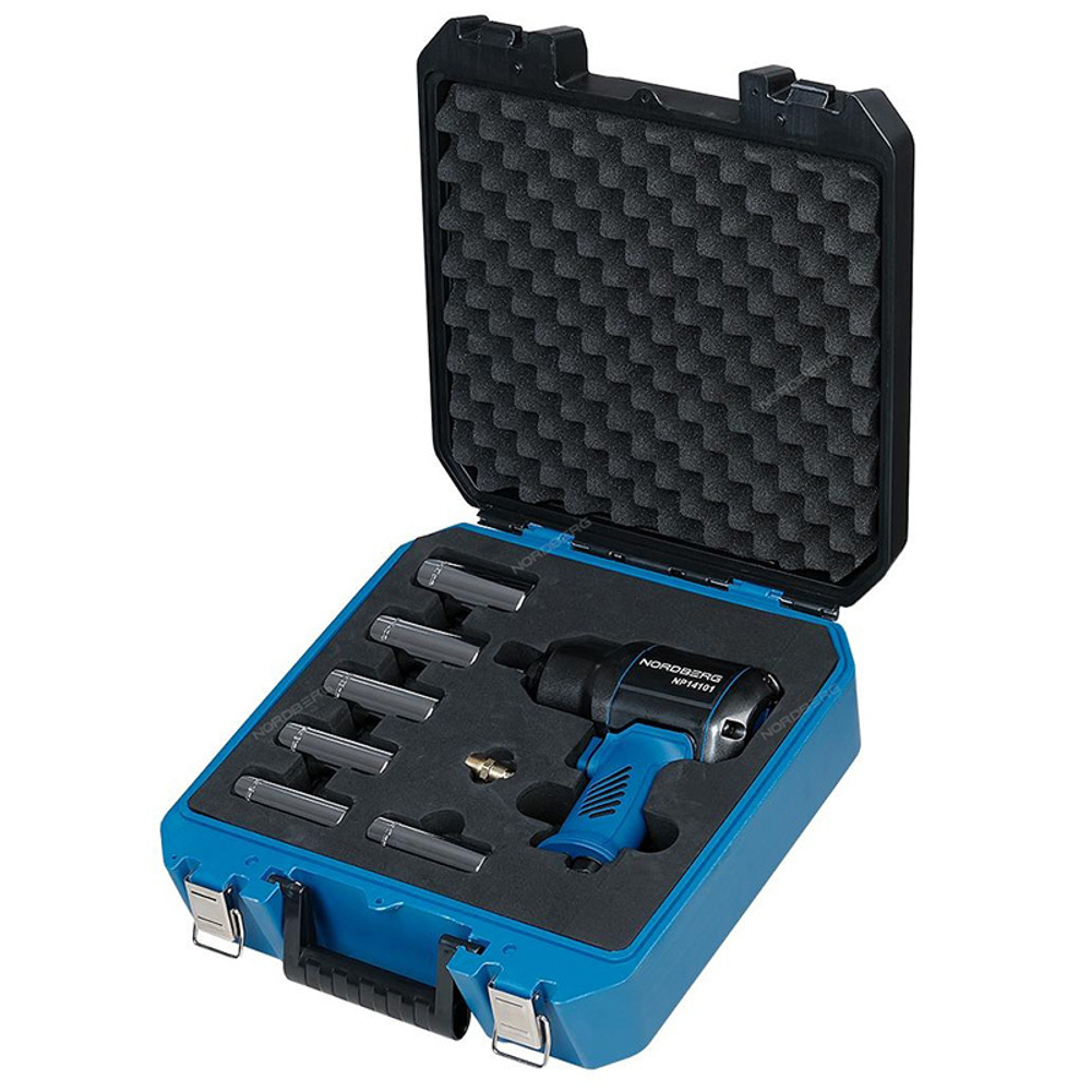 NORDBERG (NP14101K) Пневмогайковерт ударный 1/2", 1300 Нм, с глубокими головками в кейсе