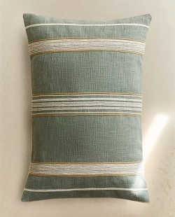 ZARA HOME НАВОЛОЧКА ДЛЯ ДЕКОРАТИВНОЙ ПОДУШКИ В ПОЛОСКУ, СИНИЙ