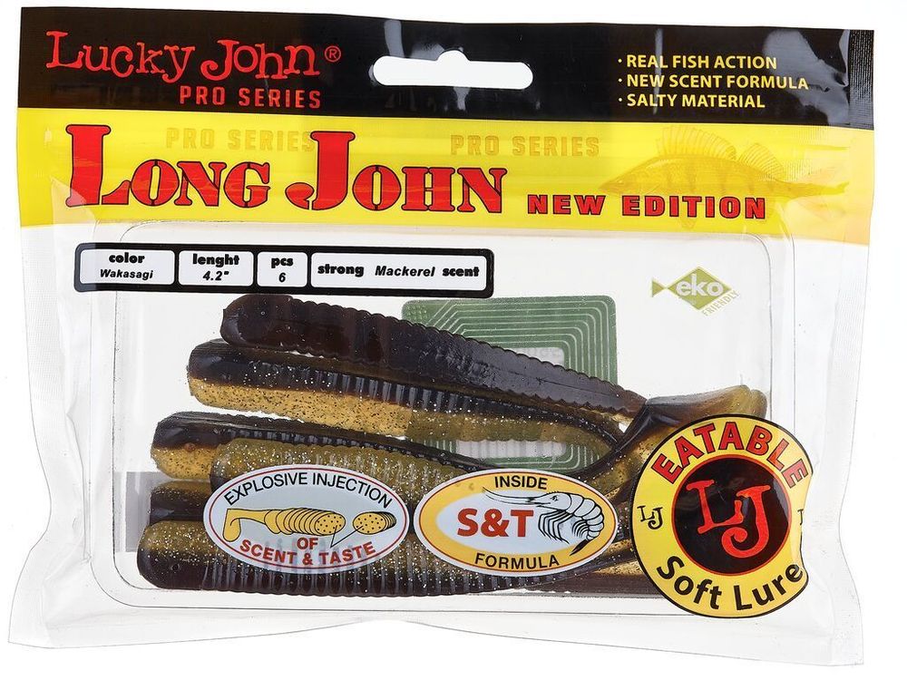 Мягкая приманка Lucky John LONG JOHN 4.2in (107 мм), цвет T36, 6 шт/уп