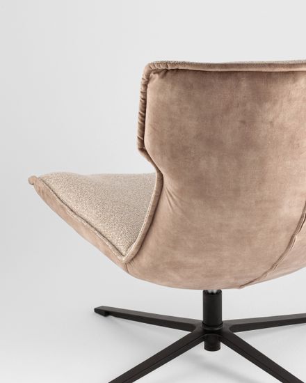 Кресло лаунж Sway бежевый с коричневым букле и велюр