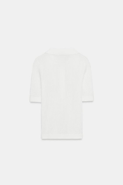 ZARA ПОЛУПРОЗРАЧНОЕ ПОЛО В РУБЧИК, БЕЛЫЙ