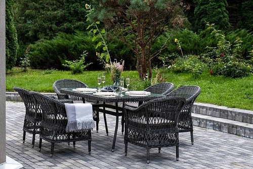 Амароне обеденная группа из искусственного ротанга на 6 персон