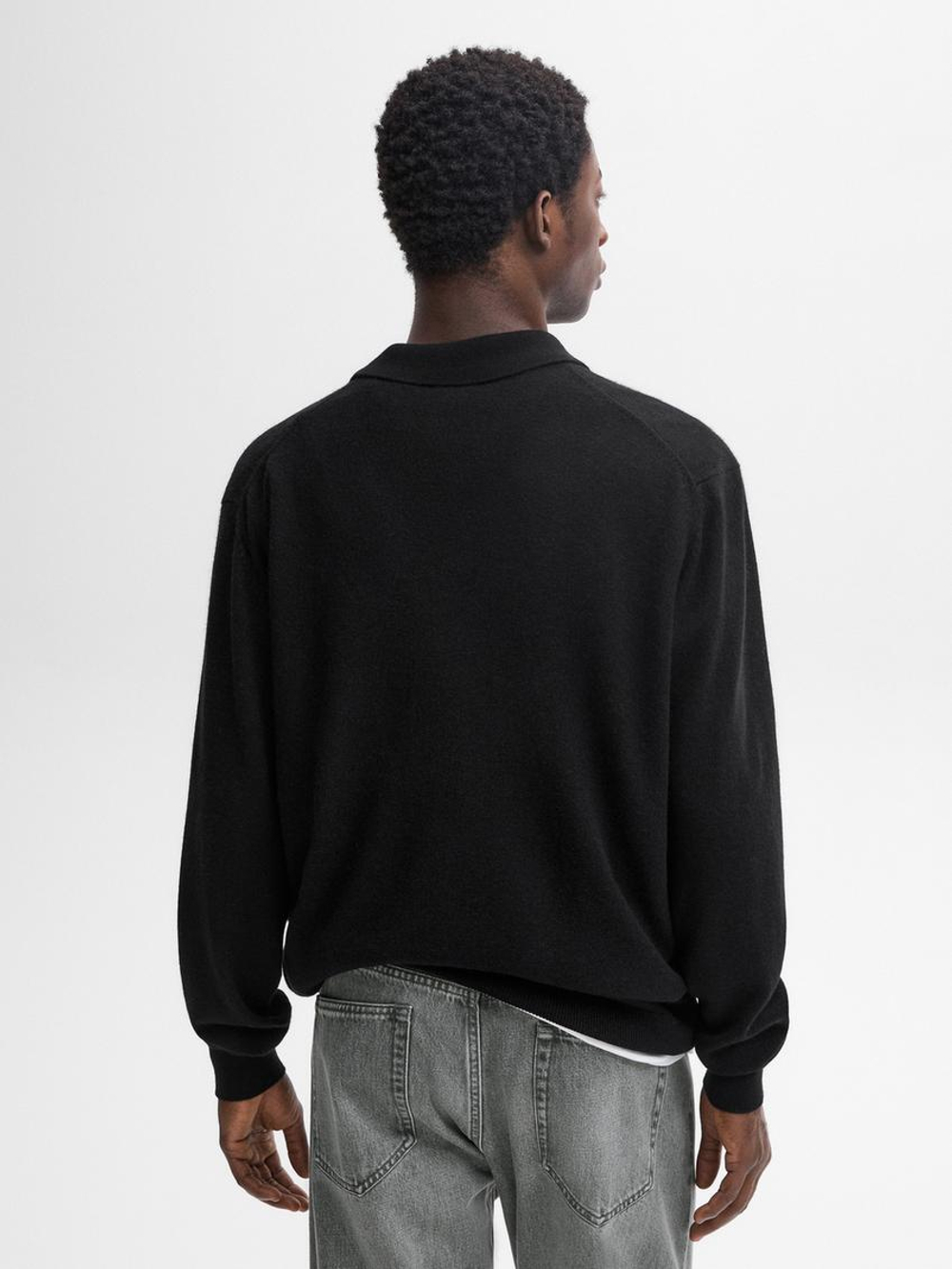 Massimo Dutti Поло из смесовой шерсти, черный