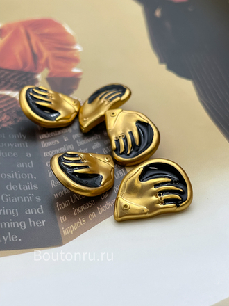 Пуговицы Скиапар. золотистые с черной эмалью "Ладонь"