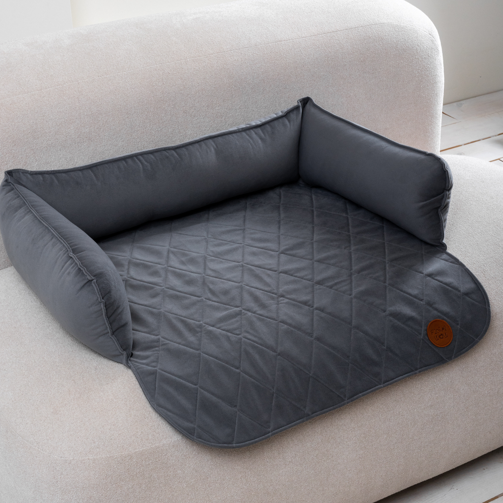 Диванный лежак из микровелюра, серый 90х60 Rachel WOW