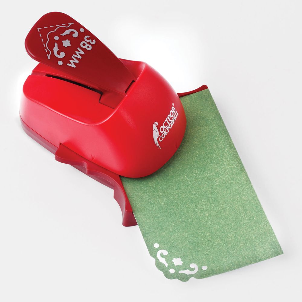 Дырокол фигурный угловой "Узоры", диаметр вырезной фигуры 38 мм, ОСТРОВ СОКРОВИЩ, 227177