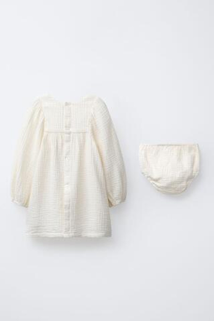 ZARA ПЛАТЬЕ И ТРУСИКИ ИЗ БАМБУКА, ЭКРЮ