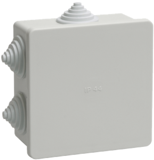 Коробка распаячная КМ41235 для открытой проводки безгалогенная (HF) 85х85х40мм IP44 6 гермовводов се