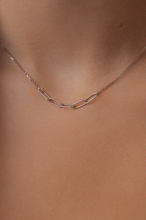 Колье с крупной цепью в серебре