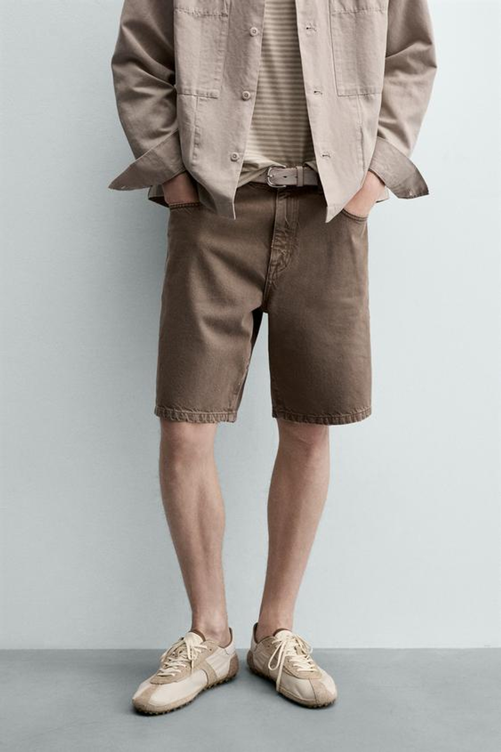 ZARA ДЖИНСОВЫЕ ШОРТЫ RELAXED FIT, КОРИЧНЕВЫЙ
