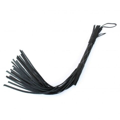 Аккуратная чёрная плетка из натуральной кожи - 60 см. (Цвет: черный)