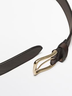 Massimo Dutti Ремень из мягкой кожи наппа, коричневый