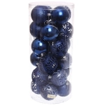 Новогодние шары 8 см (набор 24 шт) «Фактурный микс», сапфир