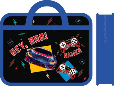 Папка А4 пластиковая, с ручками 330/260/75 "Brother gamer 2025" (Пчелка)