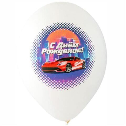 В 14" С Днем Рождения Шелкография пастель Крутая Тачка 30 см.