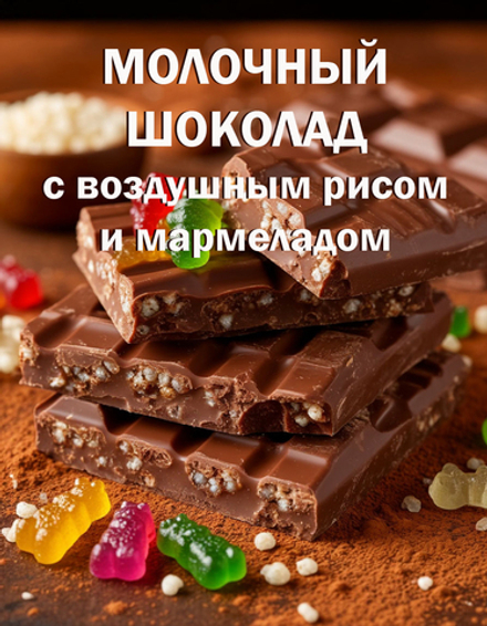 Шоколад молочный Максфан с воздушным рисом и мармеладом, брикет