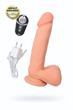 Вибратор с пультом ДУ телесный 10 режимов вибрации перезаряжаемый RealStick 17 см