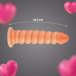 Телесный фаллоимитатор винтовой формы на присоске - 18,5 см. (Цвет: телесный)
