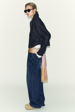 ZARA КОРОТКАЯ ДЖИНСОВАЯ РУБАШКА Z1975, СИНИЙ