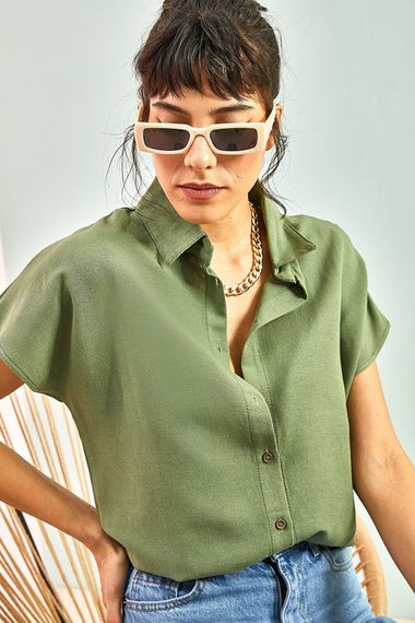 Qadın üçün qısa qol xaki köynək 10071015