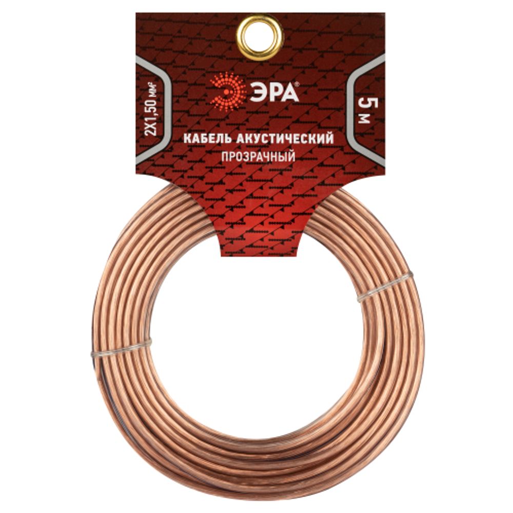 Акустический кабель ЭРА 2х1,50 мм2 прозрачный, 5 м