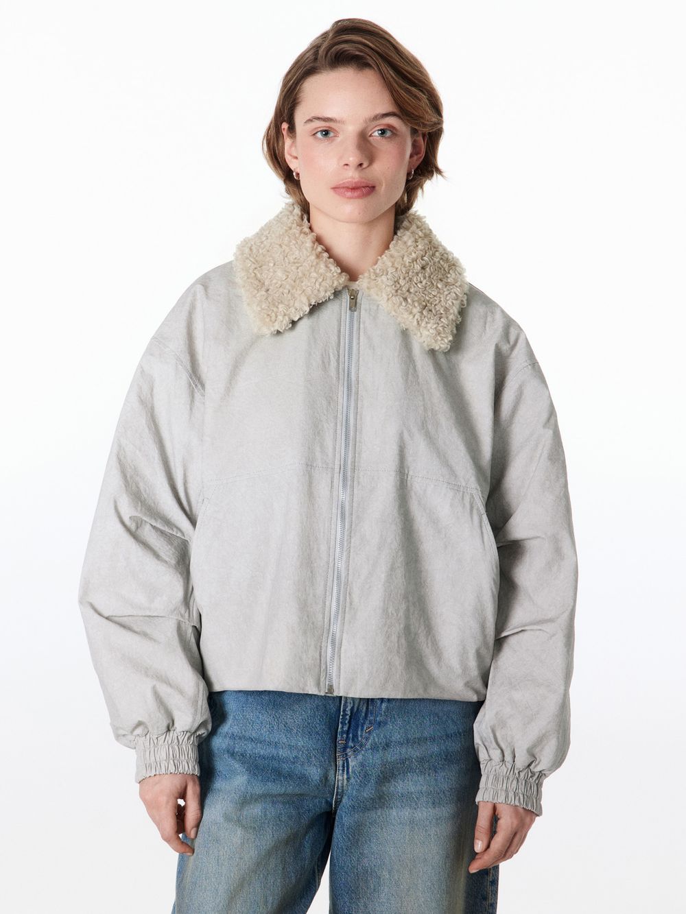 Бомбер с меховым воротником "Туман" женский