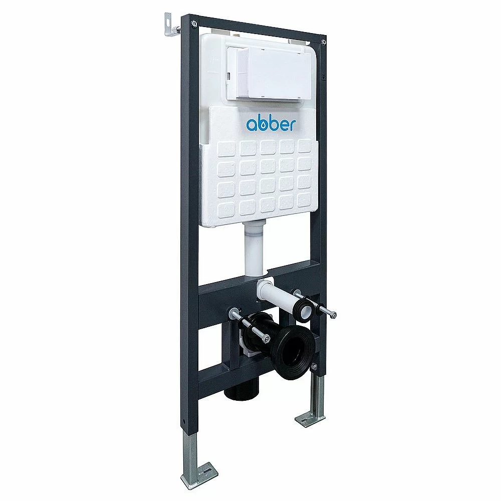 Унитаз подвесной ABBER Bequem AC1132TC-AC0105-AC0120MB белый/кнопка черный матовый, с крышкой микролифт, с инсталляцией, безободковый, слив-торнадо