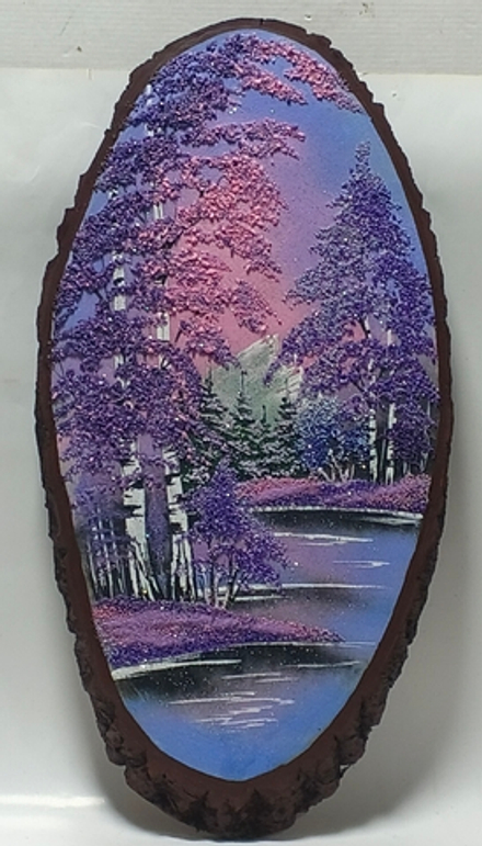 Панно на срезе дерева " Зимняя ночь " 50-23.5см