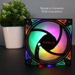 Вентилятор TESLA RGB120-GD, 120мм, 1200rpm, 3-pin+Molex, черный-белый/RGB, 38CFM, 21дБ, антивибропрокладки (TSL-120-GD)