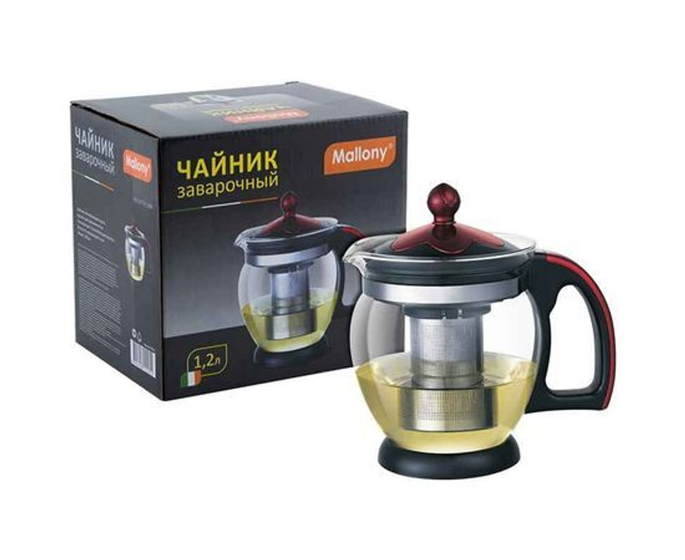 Чайник заварочный 1200мл, стекло/нерж.сталь, фильтр нерж сталь, Decotto-1200, 910112 Mallony
