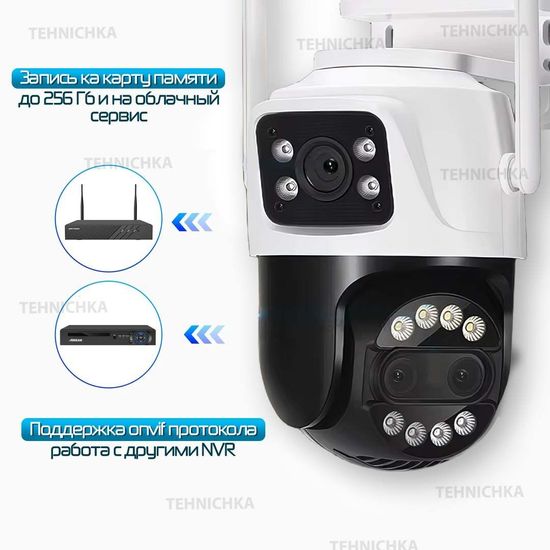 ASECAM поворотная видеокамера с тремя объективами 9Мп (3+3+3)