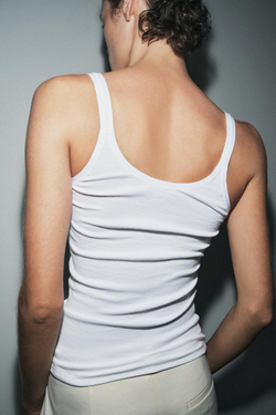 ZARA МАЙКА В РУБЧИК, БЕЛЫЙ