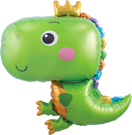 К Фигура, Динозаврик в короне, Зеленый, 32"/81 см, 1 шт.
