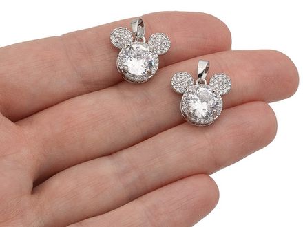 Подвеска "Микки" 14мм, со стразами