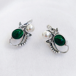 "Романс" серьги в серебряном покрытии из коллекции "Самоцветы" от Jenavi  с английским замком