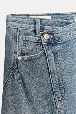 ZARA ДЖИНСОВАЯ ЮБКА TRF АСИММЕТРИЧНОГО КРОЯ, СИНИЙ